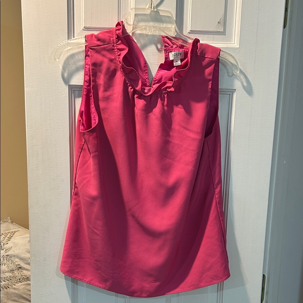 Jcrew Pink Sleeveless Ruffle Top